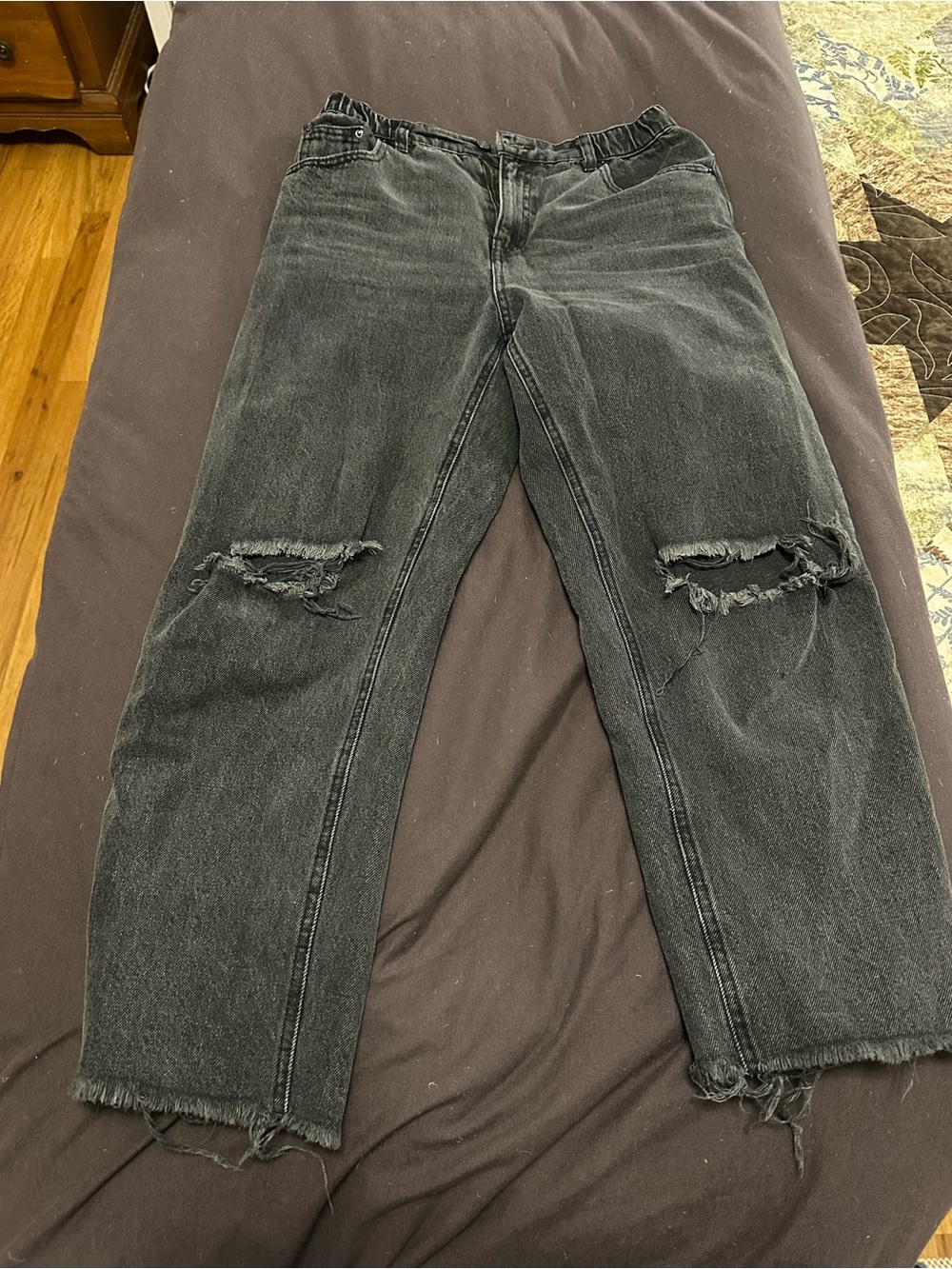 Vanilla Star Washed Black Distressed Boyfriend Jeans